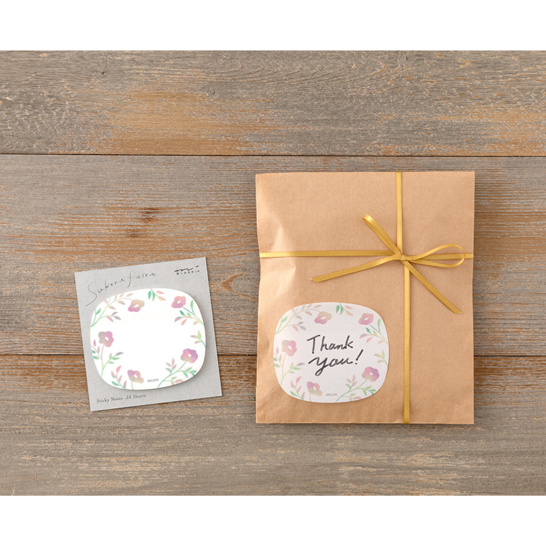Midori Sticky Notes - Transparency Flower Pink — close-up