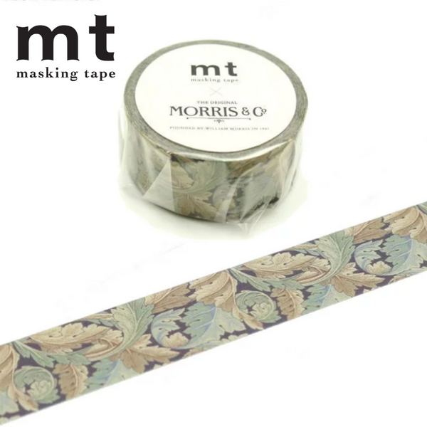 MT x William Morris Washi Tape in Acanthus — MT Tape washi tape — decorative Japanese paper tape for journaling and craft, at Cityluxe Singapore