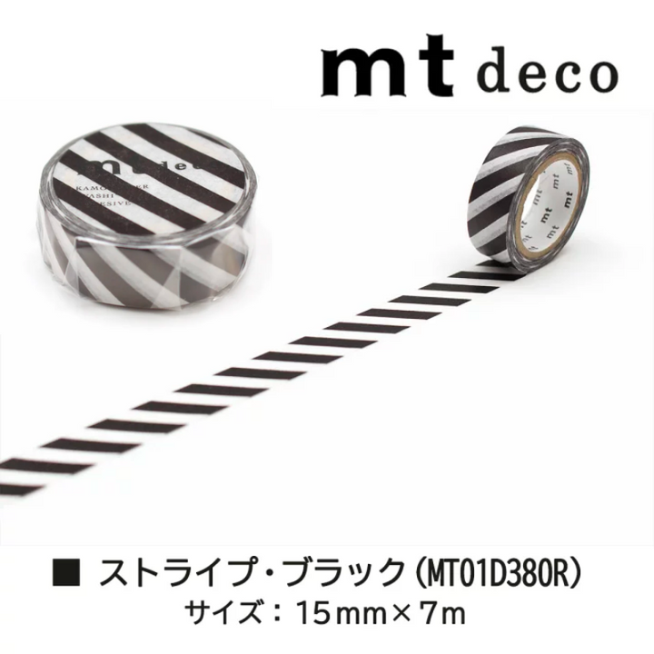 MT Deco Washi Tape in Stripe Black 2 — MT Tape washi tape — decorative Japanese paper tape for journaling and craft, at Cityluxe Singapore