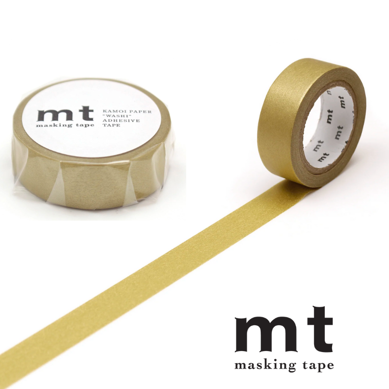 MT Basic Washi Tape in Gold 7m — MT Tape washi tape — decorative Japanese paper tape for journaling and craft, at Cityluxe Singapore