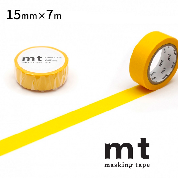 MT Basic Washi Tape in Yellow 7m — MT Tape washi tape — decorative Japanese paper tape for journaling and craft, at Cityluxe Singapore
