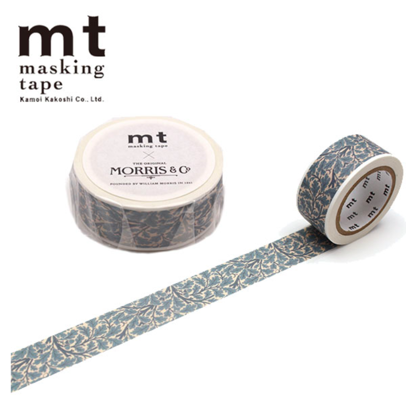 MT x William Morris Washi Tape in Oaktree — MT Tape washi tape — decorative Japanese paper tape for journaling and craft, at Cityluxe Singapore