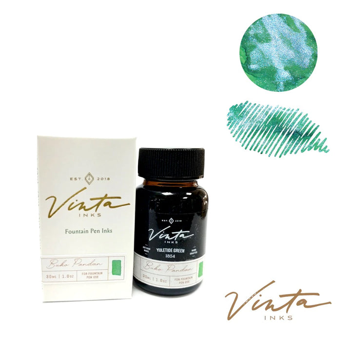 Vinta Inks Holiday Collection 30ml Bottled Ink - Yuletide Green (Buko Pandan 1854) — with pen