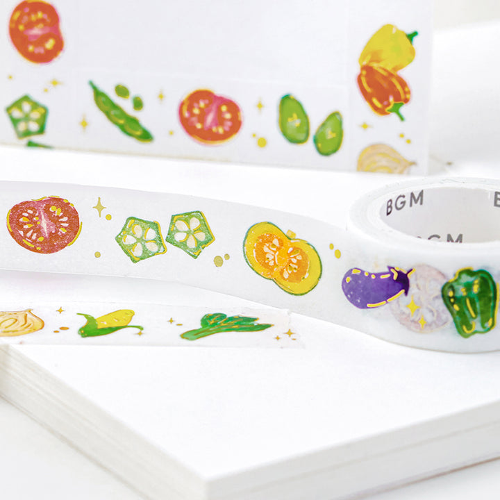 BGM Foil Stamping Masking Tape: Life - Vegetables — roll side