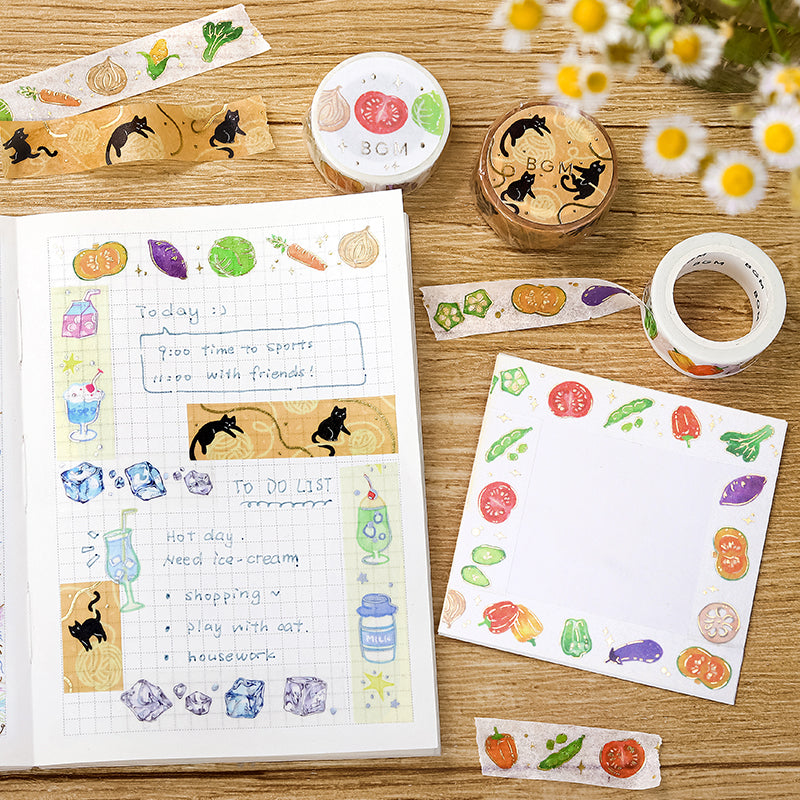 BGM Foil Stamping Masking Tape: Life - Vegetables — with packaging