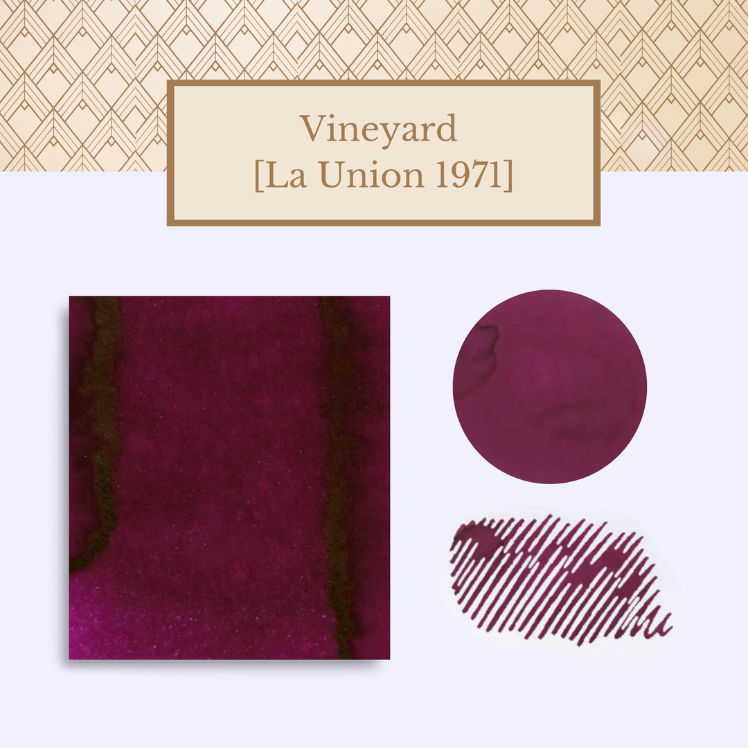 Vinta Inks 30ml Ink Bottle Vineyard (La Union 1971) — Vinta Inks fountain pen ink — premium bottled ink for writing, at Cityluxe Singapore