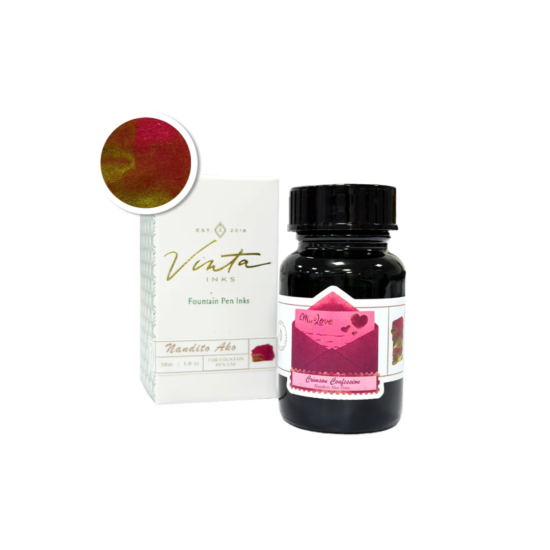 Vinta Inks 30ml Bottled Ink - Crimson Confession (Nandito Ako 1989) — bottle front