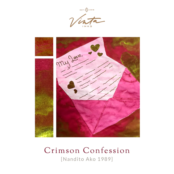 Vinta Inks 30ml Bottled Ink - Crimson Confession (Nandito Ako 1989) — cap detail