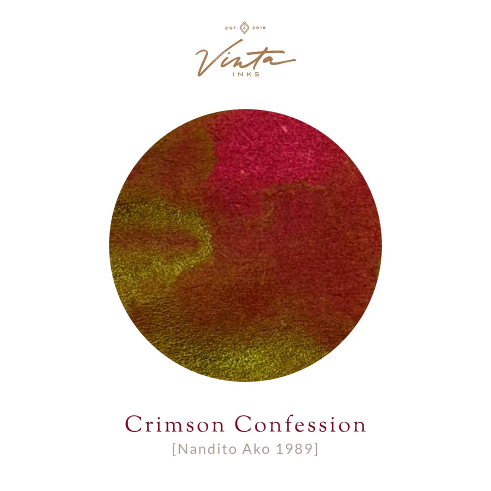 Vinta Inks 30ml Bottled Ink - Crimson Confession (Nandito Ako 1989) — bottle at angle