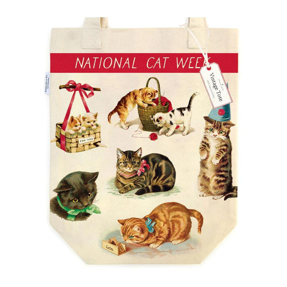 Cavallini Tote Bag - Vintage Cats — side view