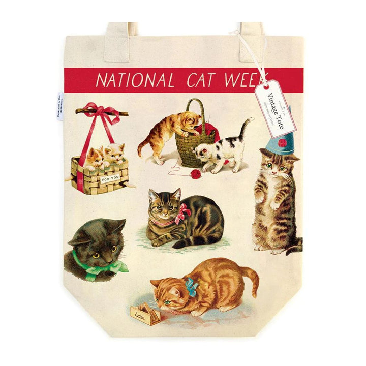 Cavallini Tote Bag - Vintage Cats — side view