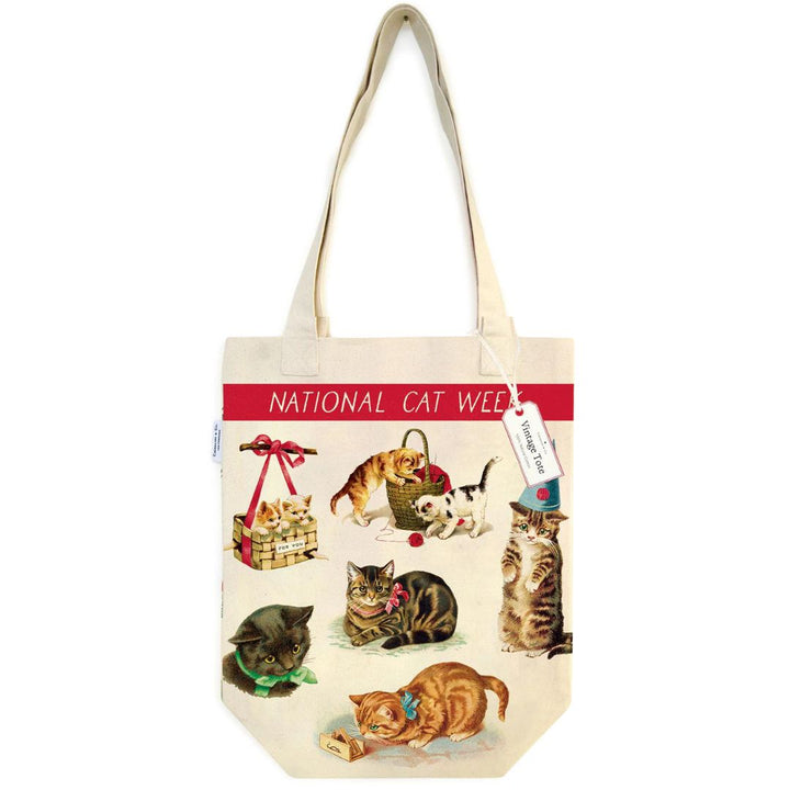 Cavallini Tote Bag - Vintage Cats — front view
