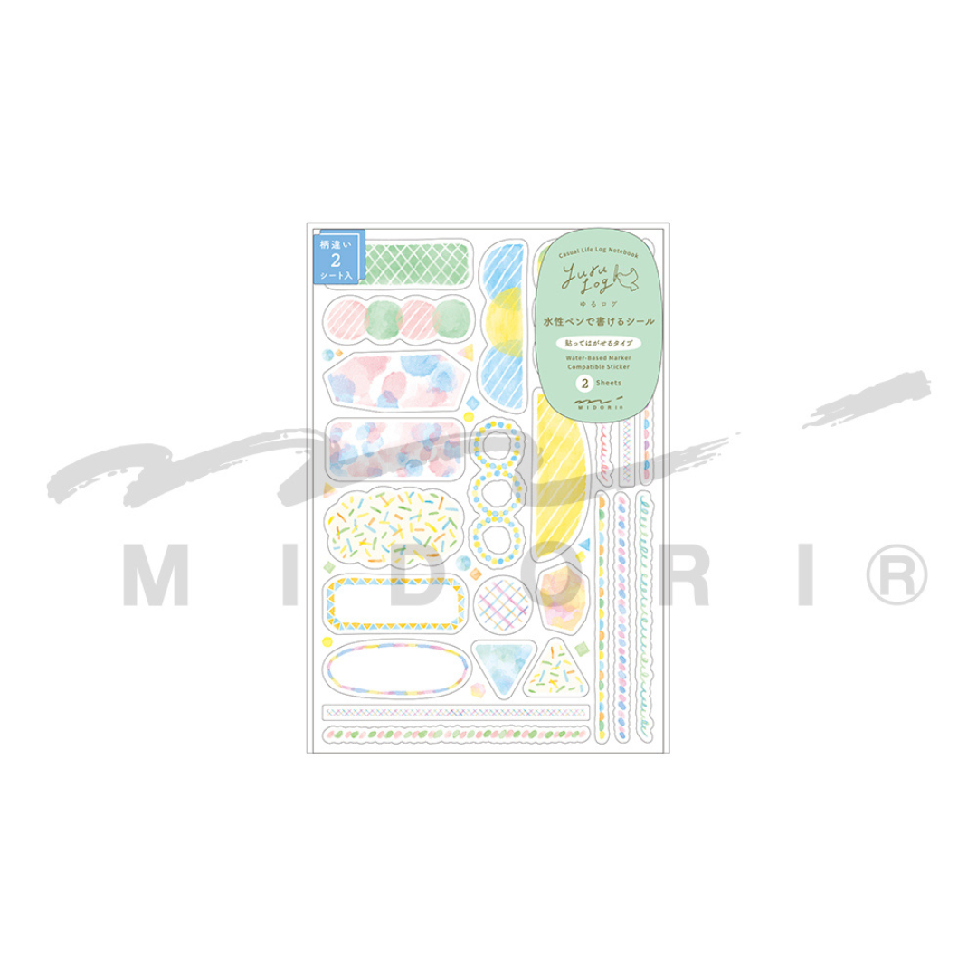 Midori Yuru Log Sticker (2 Sheets) - Watercolor — detail view