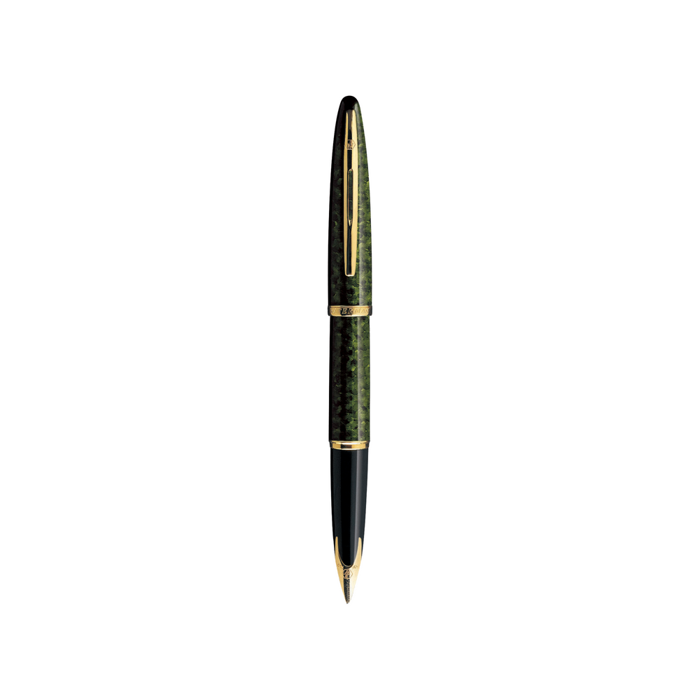 Waterman Carene Lacquer Green Fountain Pen - Fine — uncapped with cap posted