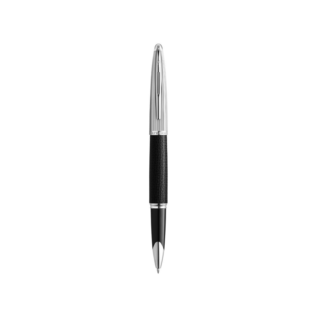 Waterman Carene SE Black Leather Ballpoint Pen (FPD 2024) — uncapped with cap posted