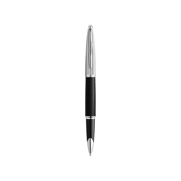 Waterman Carene SE Black Leather Ballpoint Pen (FPD 2024) — uncapped with cap posted