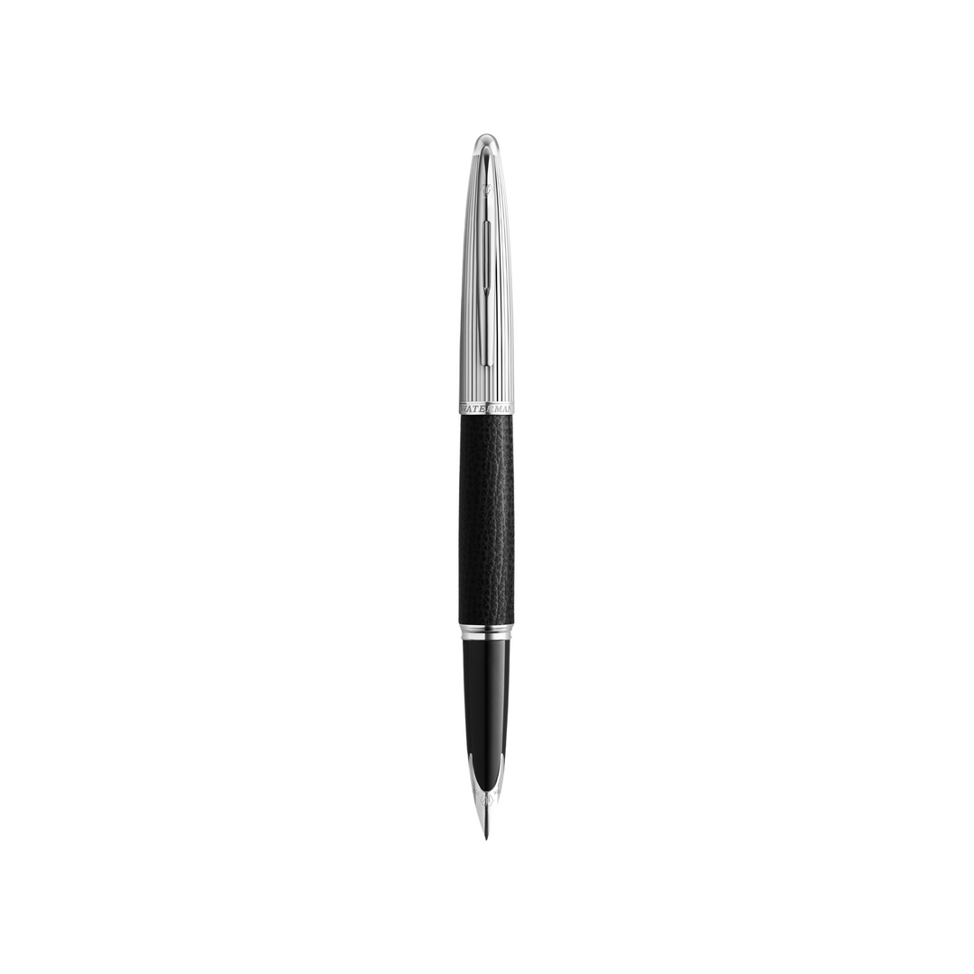 Waterman Carene SE Black Leather Fountain Pen - Medium (FPD 2024) — uncapped with cap posted