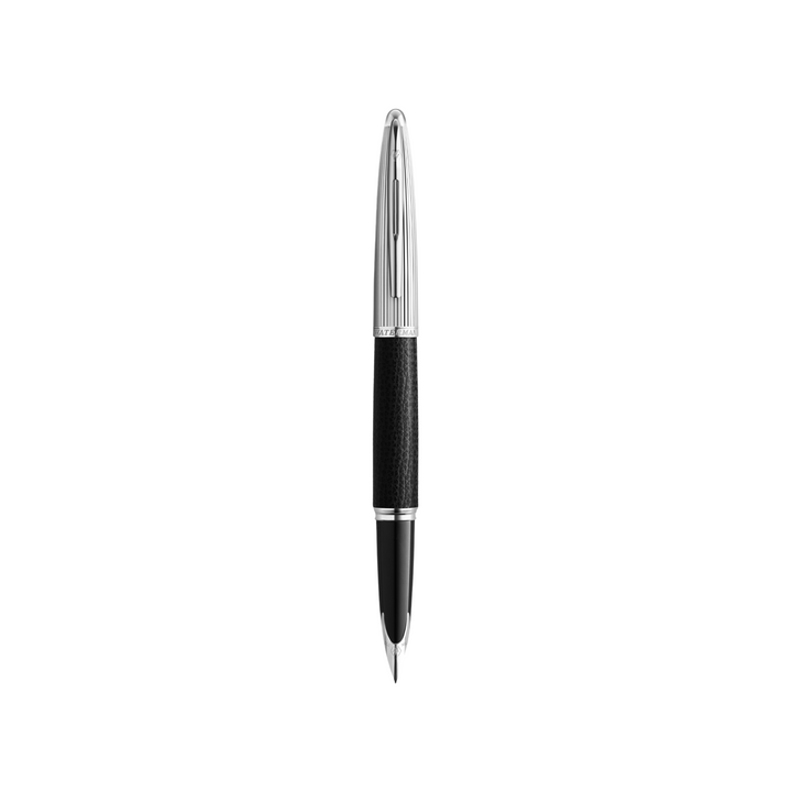 Waterman Carene SE Black Leather Fountain Pen - Medium (FPD 2024) — uncapped with cap posted