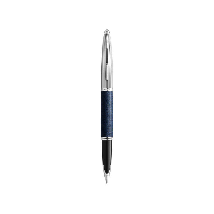 Waterman Carene SE Blue Leather Fountain Pen - Medium (FPD 2024) — uncapped with cap posted