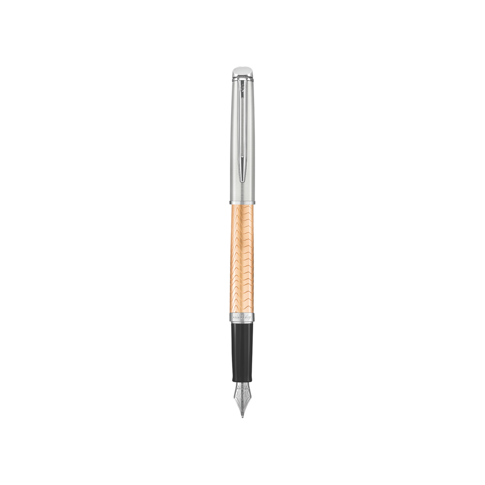 Waterman Hemisphere 18 Deluxe Rose Wave Fountain Pen - Medium — uncapped with cap posted