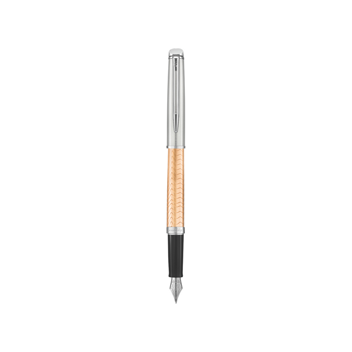 Waterman Hemisphere 18 Deluxe Rose Wave Fountain Pen - Medium — uncapped with cap posted