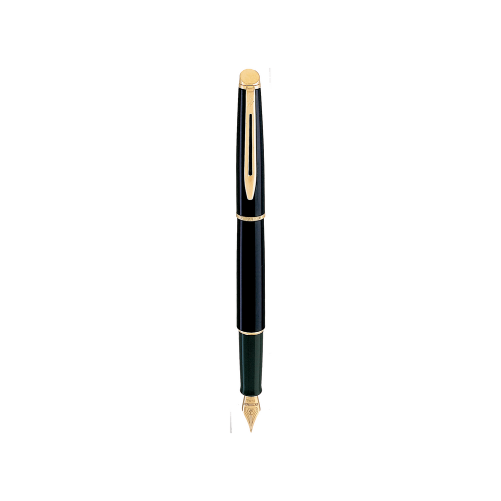 Waterman Hemisphere Lacquer 2 Plain Black GT Fountain Pen in Fine — Waterman fountain pen — precision nib writing instrument, at Cityluxe Singapore stationery store