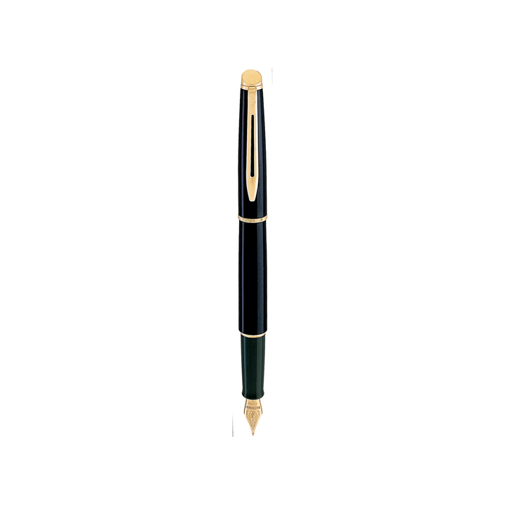 Waterman Hemisphere Lacquer 2 Plain Black GT Fountain Pen in Fine — Waterman fountain pen — precision nib writing instrument, at Cityluxe Singapore stationery store