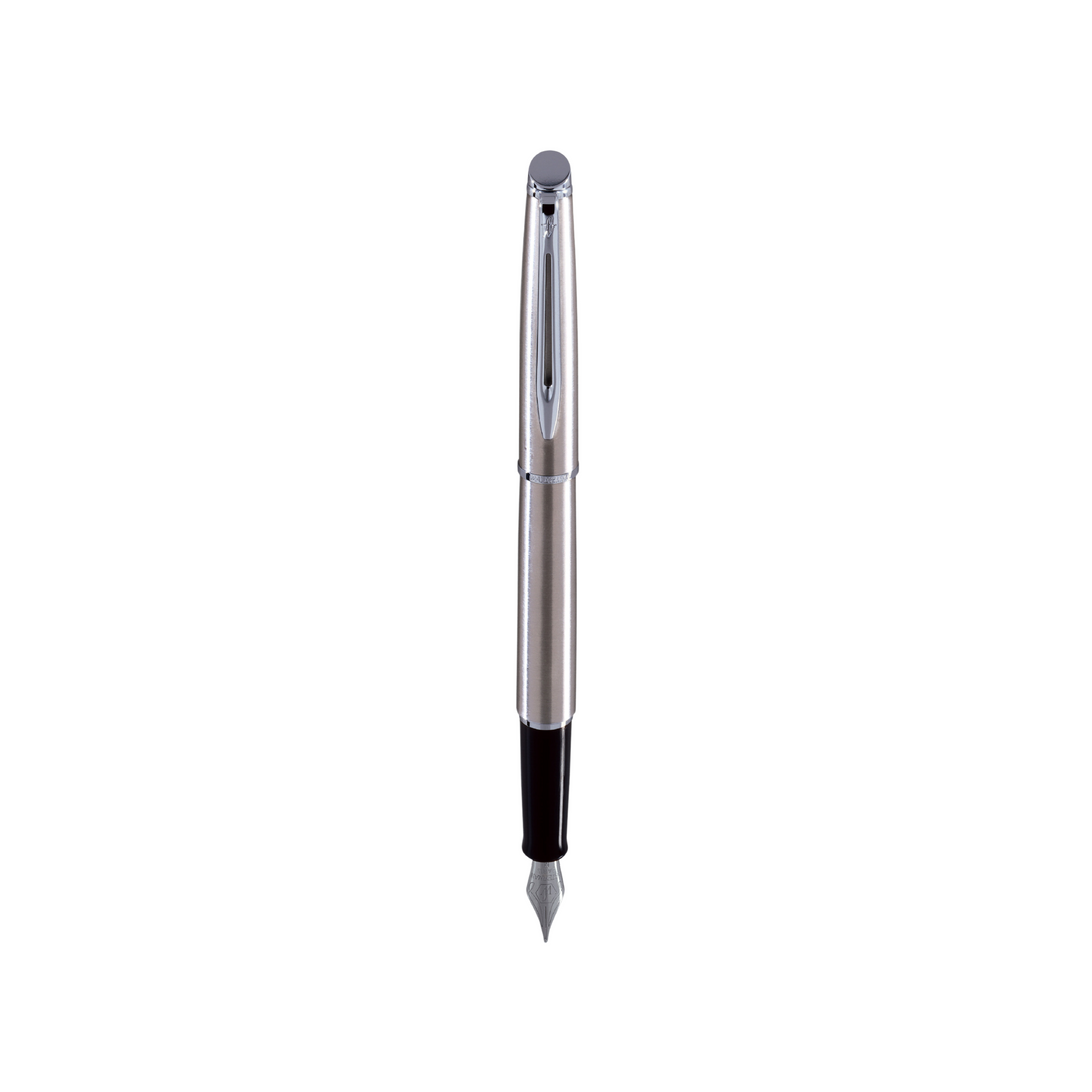 Waterman Hemisphere Stainless Steel CT Fountain Pen - Medium (FPD 2024) — uncapped with cap posted