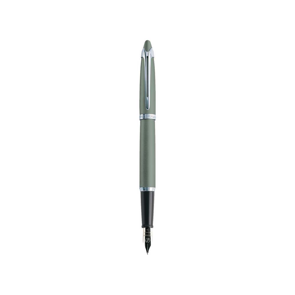 Waterman ICI ET LA Silver Mist CT Fountain Pen - Medium — uncapped with cap posted