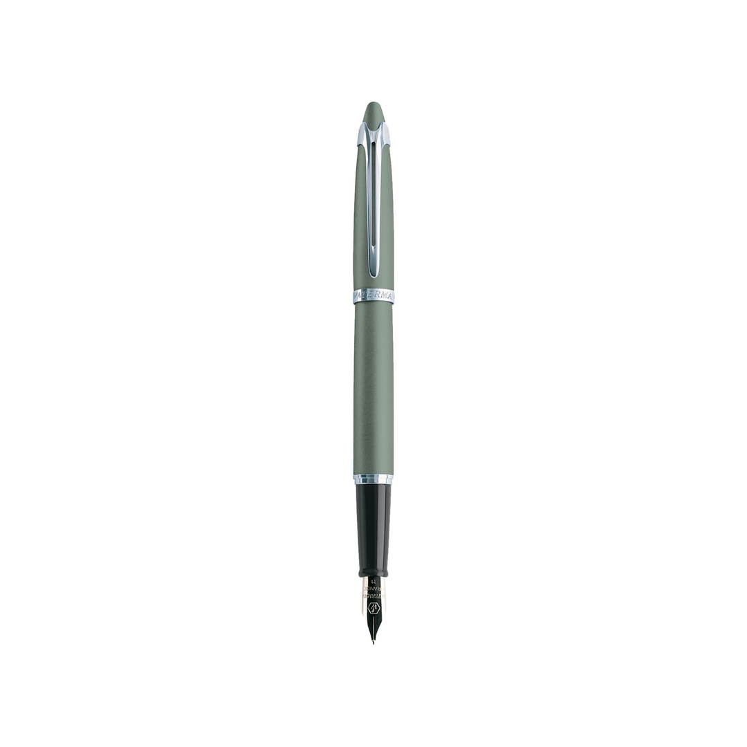 Waterman ICI ET LA Silver Mist CT Fountain Pen - Medium — uncapped with cap posted