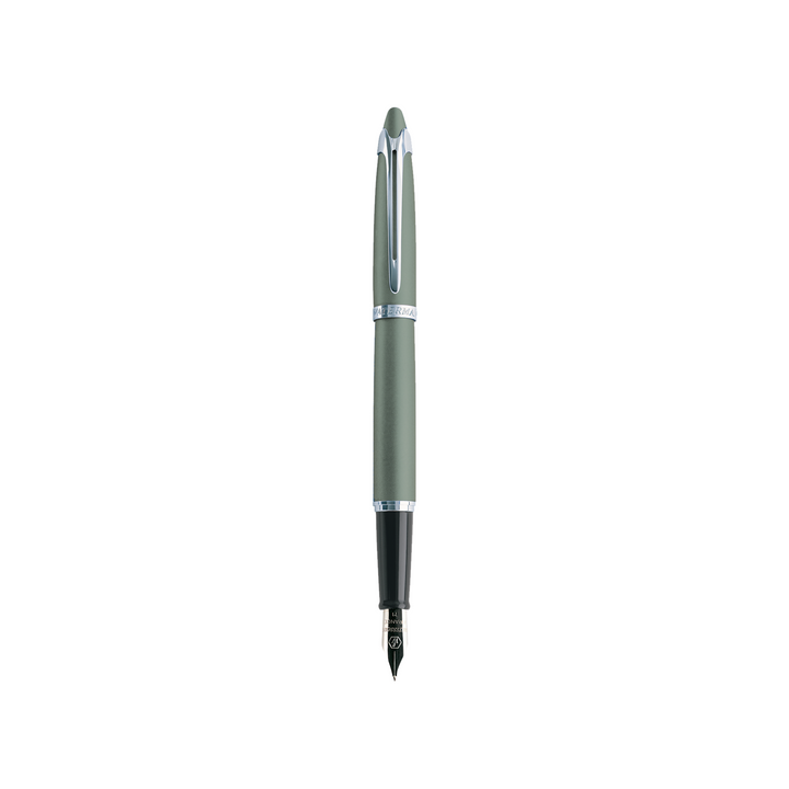 Waterman ICI ET LA Silver Mist CT Fountain Pen - Medium — uncapped with cap posted