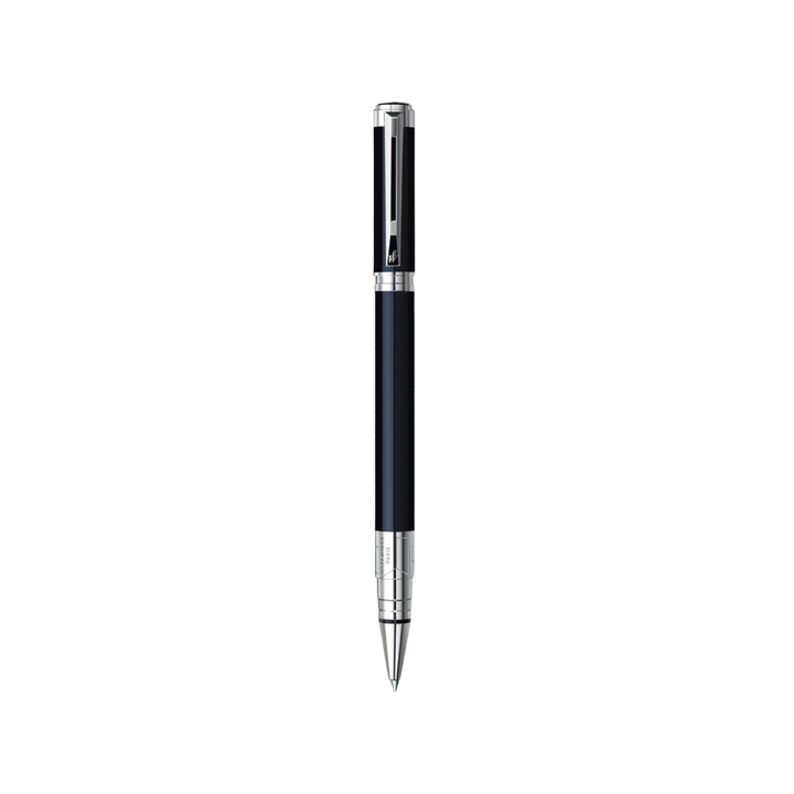 Waterman Perspective Laque Black CT Rollerball Pen — uncapped with cap posted