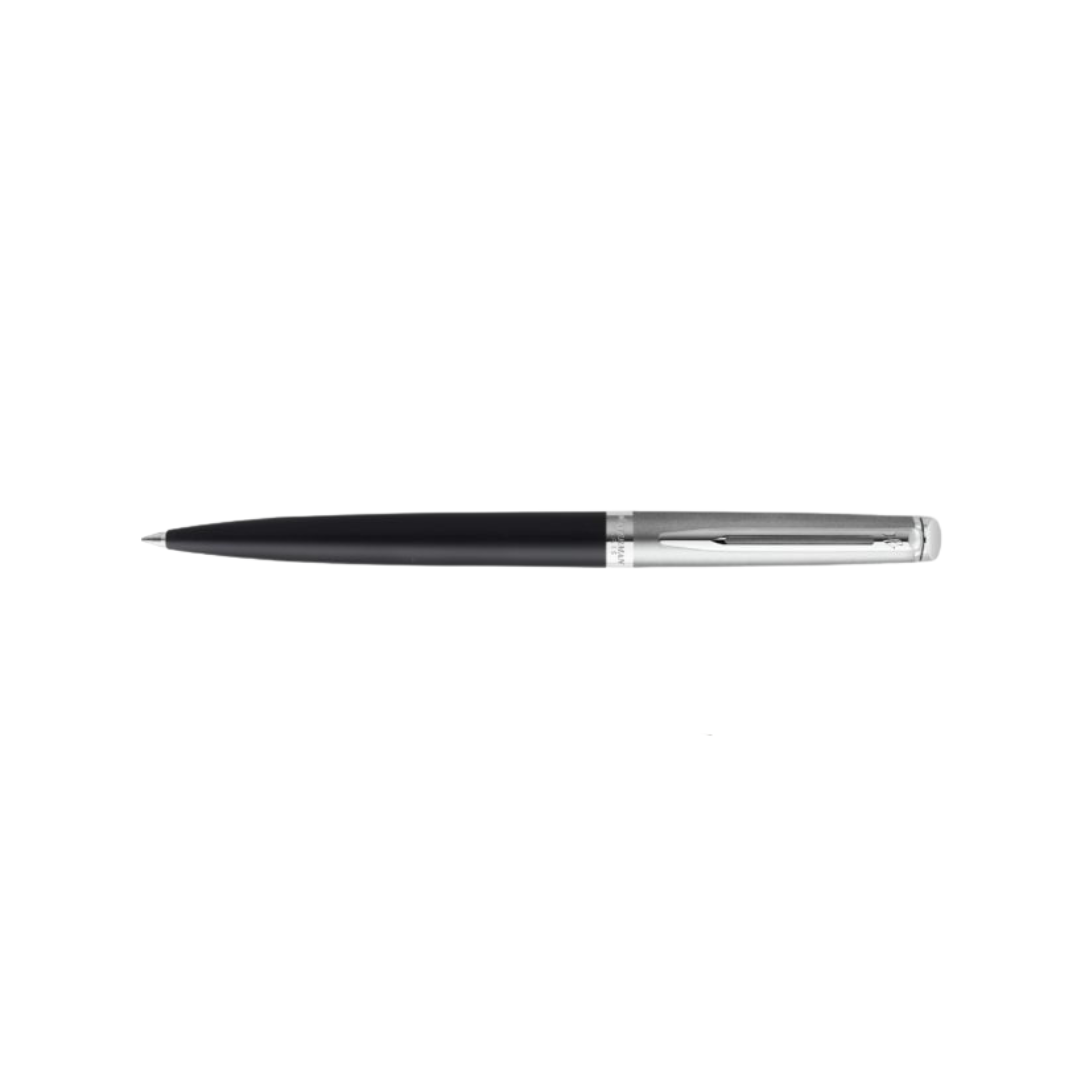Waterman Hemisphere Gift Set Essential Matt CT Ballpoint Pen With Crystal Dome - Stainless Black — writing at an angle