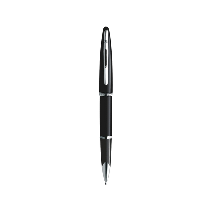 Waterman Carene Laque Black ST Rollerball Pen — uncapped with cap posted