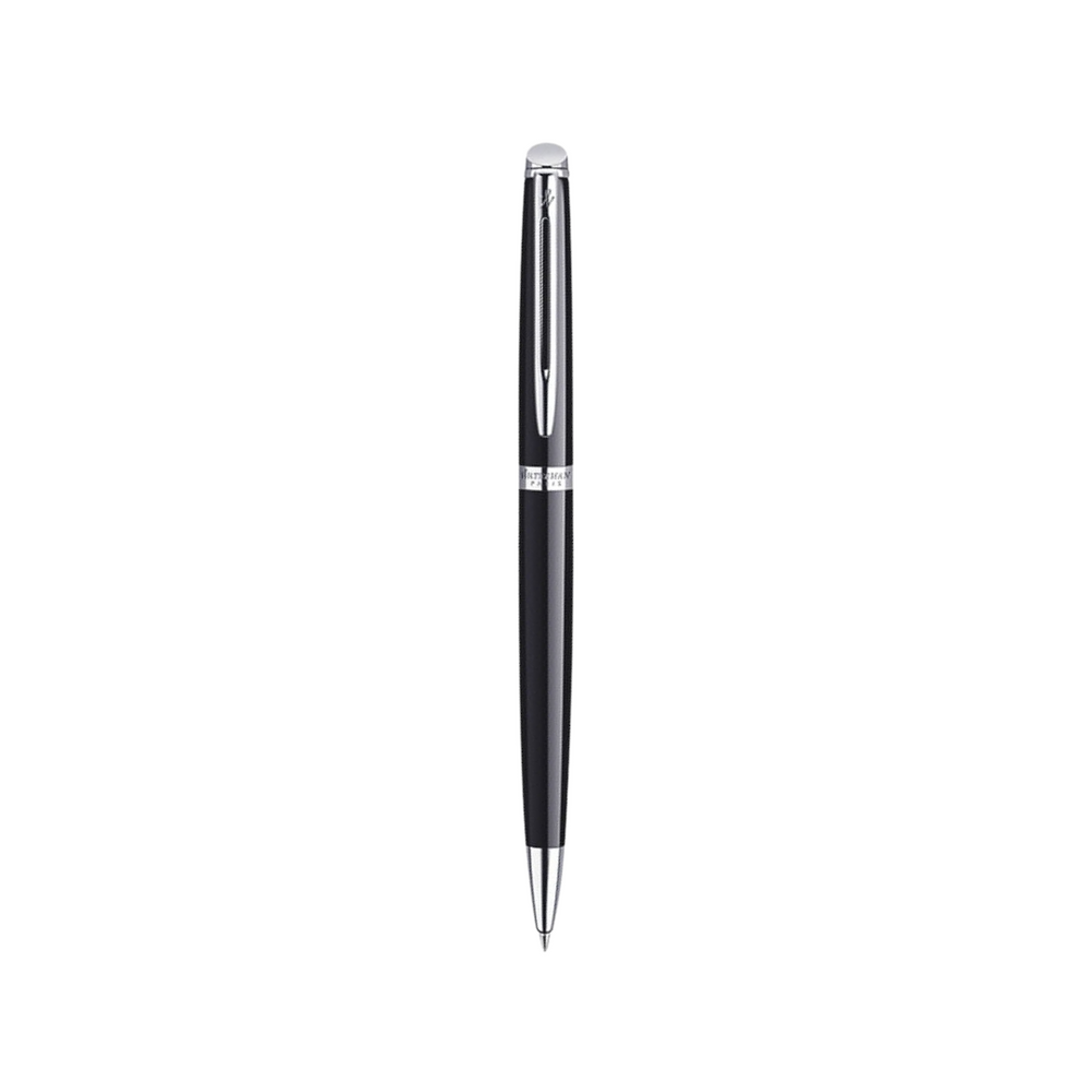 Waterman Hemisphere Laque Black CT Ballpoint Pen — uncapped with cap posted