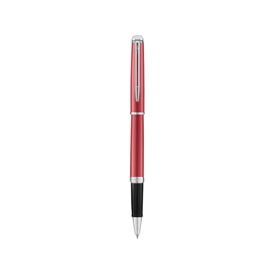 Waterman Hemisphere18 Coral Pink Ballpoint Pen — uncapped with cap posted