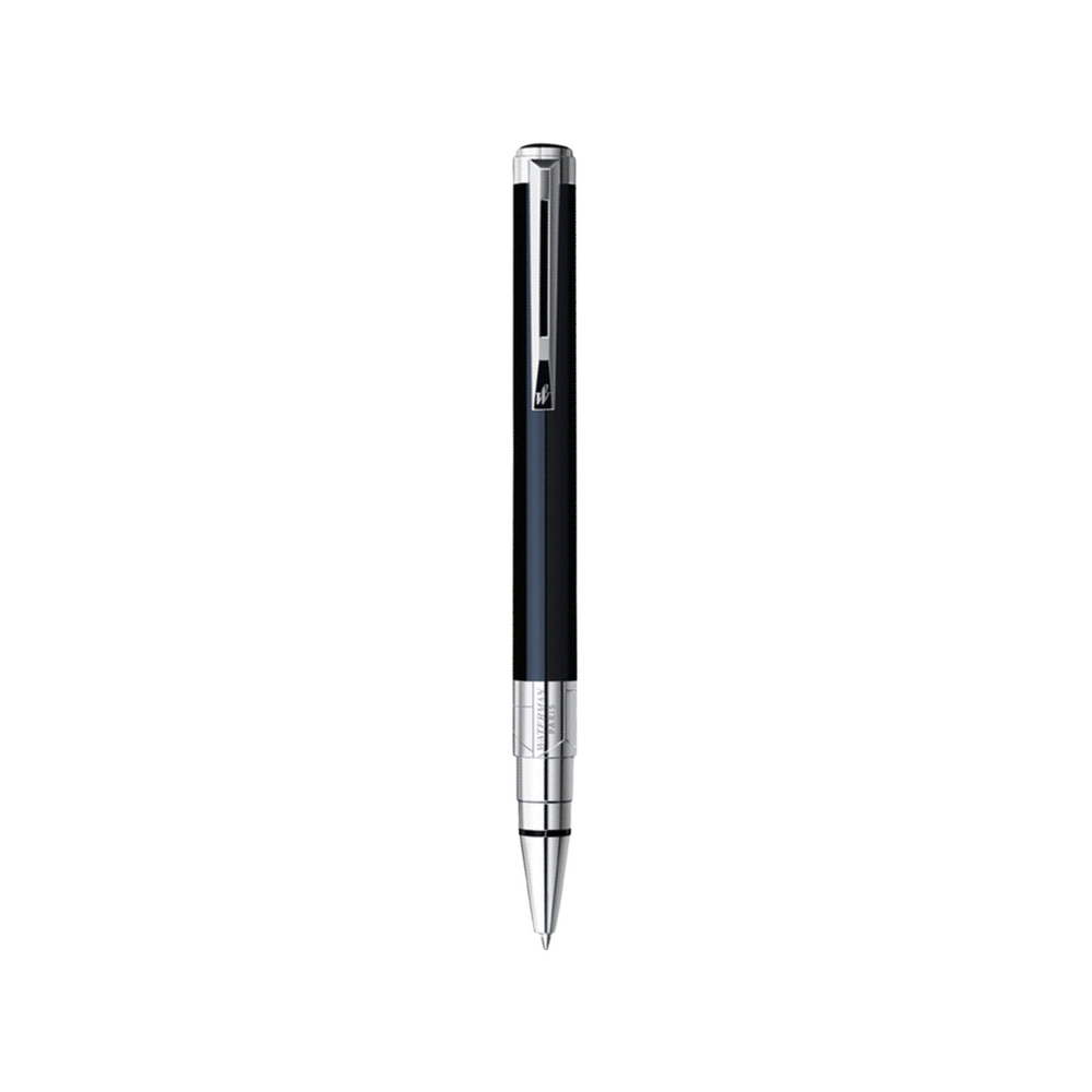 Waterman Perspective Laque Black CT Ballpoint Pen — uncapped with cap posted