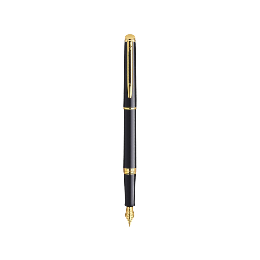 Waterman Hemisphere Laque Black GT Fountain Pen — uncapped with cap posted
