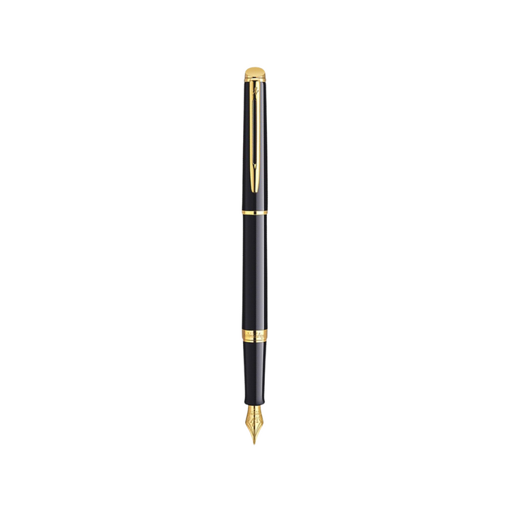 Waterman Hemisphere Laque Black GT Fountain Pen — uncapped with cap posted