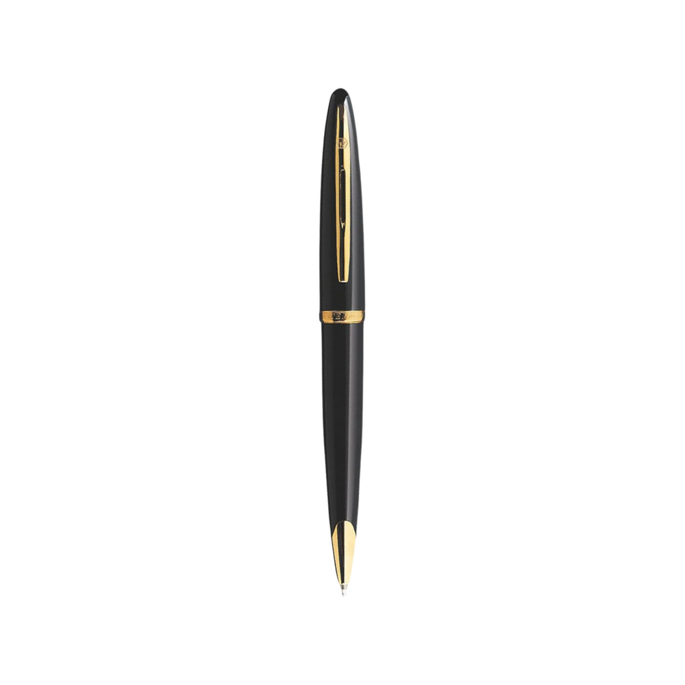 Waterman Carene Laque Black GT Ballpoint Pen — uncapped with cap posted