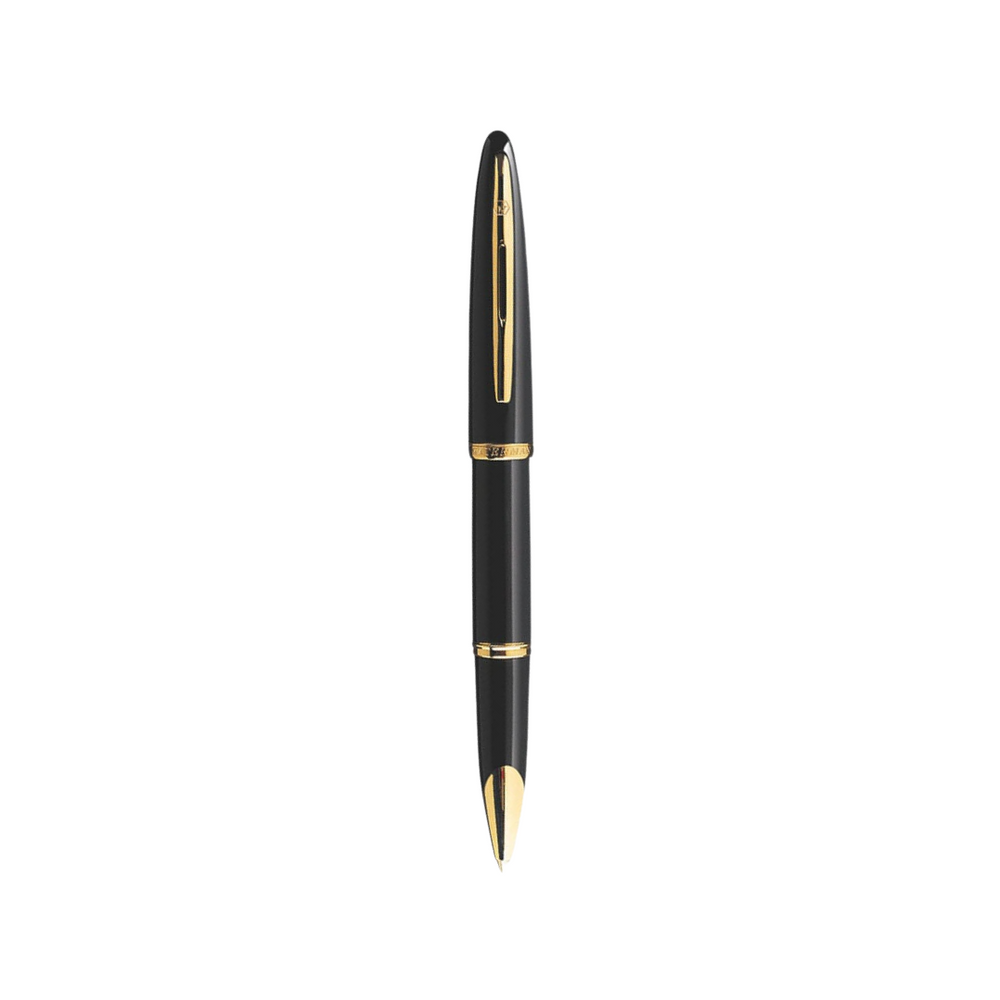 Waterman Carene Laque Black GT Rollerball Pen — uncapped with cap posted
