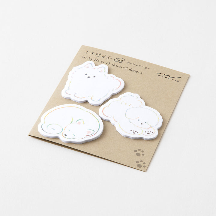Midori Sticky Notes Point - White Dog — with packaging