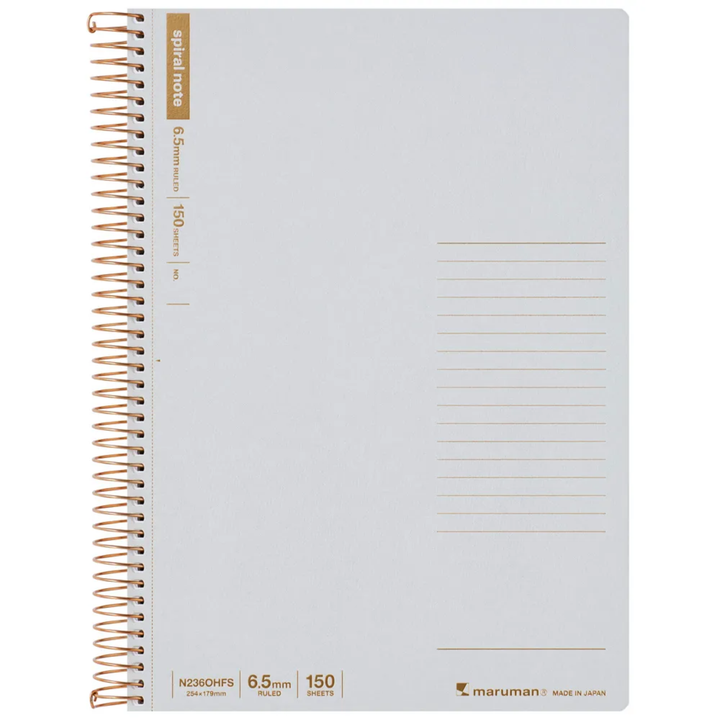Maruman B5 Spiral Note BASIC 6.5mm 150 Sheet - Grey — front view