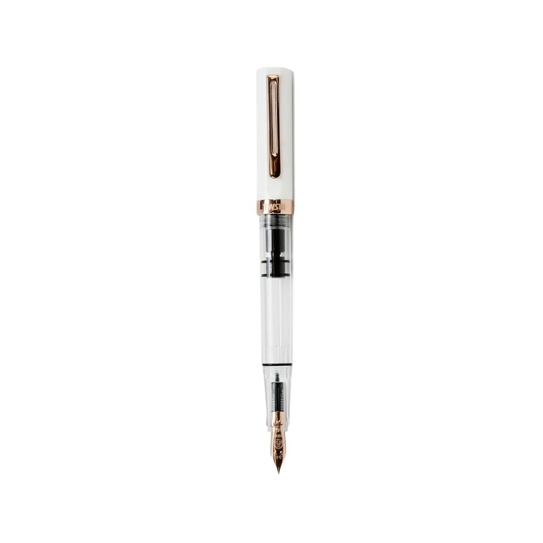 TWSBI ECO Fountain Pen in White with Rose Gold Trim — TWSBI fountain pen — precision nib writing instrument, at Cityluxe Singapore stationery store
