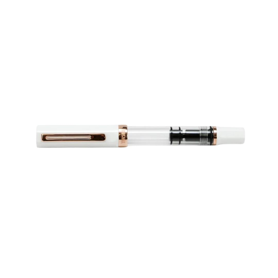 TWSBI ECO Fountain Pen in White with Rose Gold Trim — TWSBI fountain pen — precision nib writing instrument, at Cityluxe Singapore stationery store