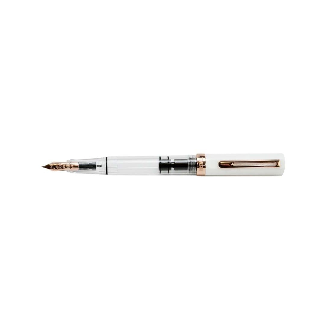 TWSBI ECO Fountain Pen in White with Rose Gold Trim — TWSBI fountain pen — precision nib writing instrument, at Cityluxe Singapore stationery store