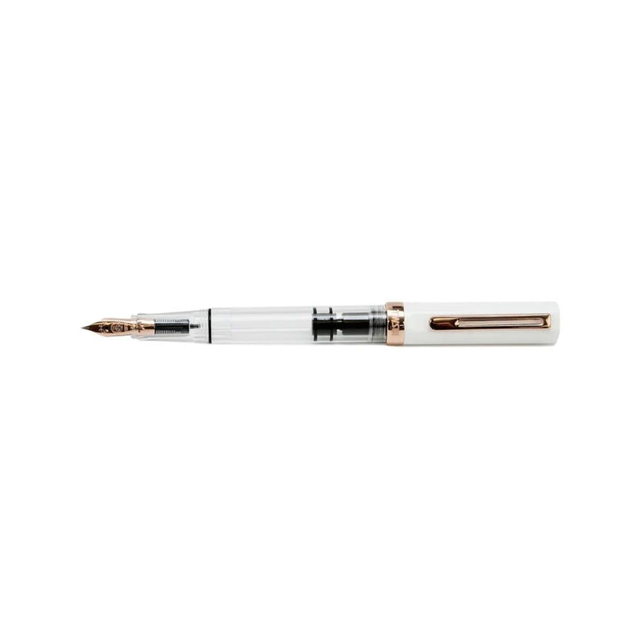 TWSBI ECO Fountain Pen in White with Rose Gold Trim — TWSBI fountain pen — precision nib writing instrument, at Cityluxe Singapore stationery store