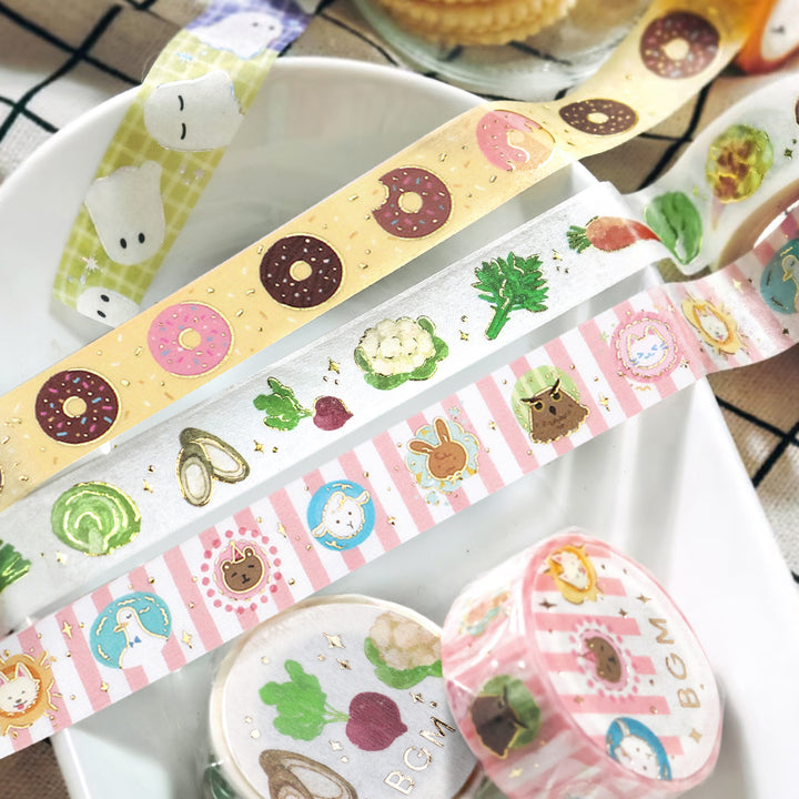 BGM Foil Stamping Masking Tape - Winter Vegetables — roll side