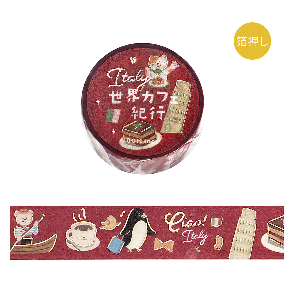 BGM Foil Stamping Masking Tape: World Cafe Travel - Italy — roll front