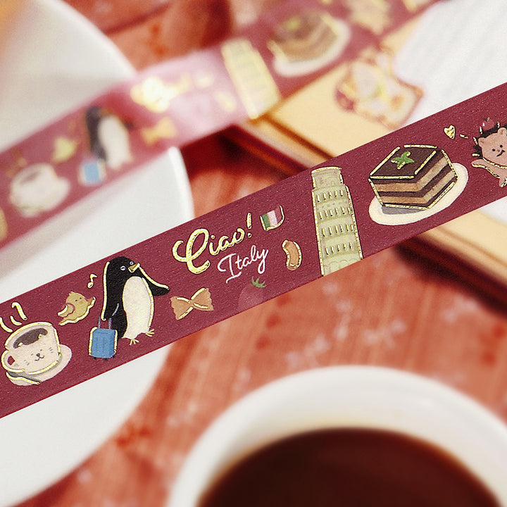 BGM Foil Stamping Masking Tape: World Cafe Travel - Italy — with packaging